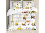 Abakuhaus Copripiumino, Cartoon Machinery, Antiacaro, Adatto A Chi Soffre Di Allergie, Con Federe, 155 Cm X 220 Cm - 80 X 80 Cm, Giallo Arancione Grigio