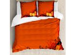 Abakuhaus Copripiumino Ragnatela, Zucche Di Halloween, Antiacaro, Adatto A Chi Soffre Di Allergie, Con Federe, 155 Cm X 220 Cm - 80 X 80 Cm, Arancione Calendula Nero