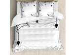 Abakuhaus Copripiumino Spider Web, Spiders Bats Cobweb, Antiacaro, Adatto A Chi Soffre Di Allergie, Con Federe, 155 Cm X 220 Cm - 80 X 80 Cm, Bianco E Nero