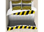 Abakuhaus Copripiumino, Baustelle Vorsicht, Antiacaro, Adatto A Chi Soffre Di Allergie, Con Federe, 155 Cm X 220 Cm - 80 X 80 Cm, Giallo, Nero, Grigio