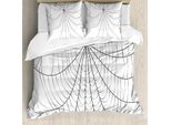 Abakuhaus Copripiumino Spider Web, Monochrome Cobweb, Antiacaro, Adatto A Chi Soffre Di Allergie, Con Federe, 200 Cm X 200 Cm - 80 X 80 Cm, Grigio Nero Bianco