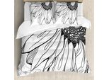 Abakuhaus Copripiumino, Sunflower Botanik Wachstum, Antiacaro, Adatto A Chi Soffre Di Allergie, Con Federe, 155 Cm X 220 Cm - 80 X 80 Cm, Bianco E Nero