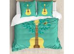 Abakuhaus Copripiumino Chitarra, Strumento Naturale Uccello, Antiacaro, Adatto A Chi Soffre Di Allergie, Con Federe, 155 Cm X 220 Cm - 80 X 80 Cm, Seafoam Senf