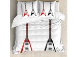 Abakuhaus Copripiumino Chitarra, Design A Forma Di V, Antiacaro, Adatto A Chi Soffre Di Allergie, Con Federe, 155 Cm X 220 Cm - 80 X 80 Cm, Multicolore