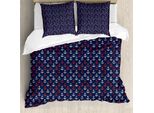 Abakuhaus Set Copripiumino Per Letti Matrimoniali, Stile Grunge Astratto Marino, Antiacaro, Adatto A Chi Soffre Di Allergie, Con Federe, Rosso Cinabro, Indaco Scuro, Bianco