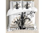 Abakuhaus Copripiumino Chitarra, Motivo Rock And Roll, Antiacaro, Adatto A Chi Soffre Di Allergie, Con Federe, 200 Cm X 200 Cm - 80 X 80 Cm, Marrone Chiaro, Nero, Bianco