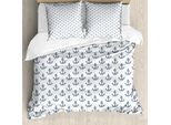 Abakuhaus Copripiumino Anker, Disegno Estivo-Vacanze, Antiacaro, Adatto A Chi Soffre Di Allergie, Con Federe, 200 Cm X 200 Cm - 80 X 80 Cm, Blu Scuro Bianco