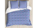 Abakuhaus Copripiumino Anker, Disegno Geometrico Costiero, Antiacaro, Adatto A Chi Soffre Di Allergie, Con Federe, 155 Cm X 220 Cm - 80 X 80 Cm, Viola Blu Scuro Corallo
