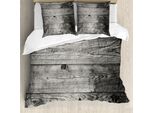 Abakuhaus Copripiumino Grigio Scuro, Ombre Wood Planks, Antiacaro, Adatto A Chi Soffre Di Allergie, Con Federe, 200 Cm X 200 Cm - 80 X 80 Cm, Nero Grigio Chiaro