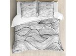 Abakuhaus Copripiumino Grigio Scuro, Onde Geometriche Oceaniche, Antiacaro, Adatto A Chi Soffre Di Allergie, Con Federe, 200 Cm X 200 Cm - 80 X 80 Cm, Grigio Antracite Bianco