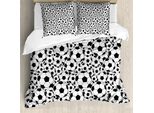 Abakuhaus Copripiumino Calcio, Palloni Monocromatici Per Ragazzi, Antiacaro, Adatto A Chi Soffre Di Allergie, Con Federe, 155 Cm X 220 Cm - 80 X 80 Cm, Bianco E Nero