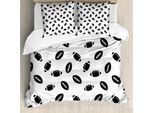 Abakuhaus Copripiumino American Football, Palloni Neri, Antiacaro, Adatto A Chi Soffre Di Allergie, Con Federe, 155 Cm X 220 Cm - 80 X 80 Cm, Bianco E Nero
