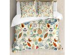 Abakuhaus Copripiumino Sportivo, Elementi In Stile Cartone Animato, Antiacaro, Adatto A Chi Soffre Di Allergie, Con Federe, 200 Cm X 200 Cm - 80 X 80 Cm, Multicolore