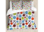 Abakuhaus Copripiumino Sportivo, Pallacanestro E Calcio, Antiacaro, Adatto A Chi Soffre Di Allergie, Con Federe, 155 Cm X 220 Cm - 80 X 80 Cm, Multicolore