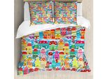 Abakuhaus Copripiumino Stadt, Motivo Ornamentale Invernale, Antiacaro, Adatto A Chi Soffre Di Allergie, Con Federe, 155 Cm X 220 Cm - 80 X 80 Cm, Multicolore