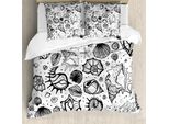 Abakuhaus Sea Shells Copripiumino, Aquatic Element, Antiacaro, Adatto A Chi Soffre Di Allergie, Con Federe, 155 Cm X 220 Cm - 80 X 80 Cm, Blu Scuro E Bianco