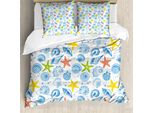 Abakuhaus Sea Shells Copripiumino, Aqua Marine Stelle, Antiacaro Adatto A Chi Soffre Di Allergie Con Federe, 200 Cm X 200 Cm - 80 X 80 Cm, Multicolore