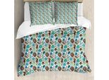 Abakuhaus Sea Shells Copripiumino, Astratto Marittimo, Antiacaro Adatto A Chi Soffre Di Allergie Con Federe, 155 Cm X 220 Cm - 80 X 80 Cm, Seafoam Marrone Blu
