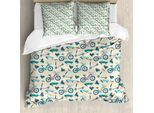 Abakuhaus Set Copripiumino Sportivo Per Letti Matrimoniali, Design Mobile, Antiacaro, Adatto A Chi Soffre Di Allergie, Con Federe, Beige, Rosso Corallo, Blu