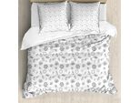 Abakuhaus Sea Shells Copripiumino, Motivo Nautico, Antiacaro, Adatto A Chi Soffre Di Allergie, Con Federe, 155 Cm X 220 Cm - 80 X 80 Cm, Bianco E Grigio Scuro