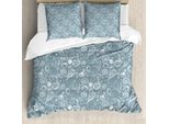 Abakuhaus Sea Shells Copripiumino, Motivo Scarabocchiato, Antiacaro, Adatto A Chi Soffre Di Allergie, Con Federe, 200 Cm X 200 Cm - 80 X 80 Cm, Blu, Grigio, Bianco