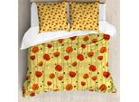Abakuhaus Copripiumino Mohn, Linee Con Pois Floreali, Antiacaro, Adatto A Chi Soffre Di Allergie, Con Federe, 200 Cm X 200 Cm - 80 X 80 Cm, Multicolore
