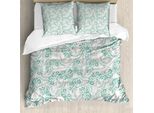Abakuhaus Copripiumino Teal, Foglie E Bacche Di Creeper, Antiacaro, Adatto A Chi Soffre Di Allergie, Con Federe, 200 Cm X 200 Cm - 80 X 80 Cm, Tan Turchese