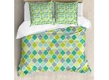 Abakuhaus Copripiumino Teal, Vibrant Trellis Quatrefoil, Antiacaro, Adatto A Chi Soffre Di Allergie, Con Federe, 200 Cm X 200 Cm - 80 X 80 Cm, Multicolore