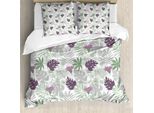 Abakuhaus Copripiumino BläTter, Botanica Tropicale, Design, Antiacaro, Adatto A Chi Soffre Di Allergie, Con Federe, 200 Cm X 200 Cm - 80 X 80 Cm, Melanzana, Verde, Grigio