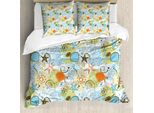 Abakuhaus Sea Shells Copripiumino, Motivo Spiaggia Retrò, Antiacaro, Adatto A Chi Soffre Di Allergie, Con Federe, 155 Cm X 220 Cm - 80 X 80 Cm, Multicolore