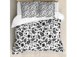 Abakuhaus Copripiumino BläTter, Stagione Autunnale Nei Boschi, Antiacaro, Adatto A Chi Soffre Di Allergie, Con Federe, 200 Cm X 200 Cm - 80 X 80 Cm, Bianco E Nero