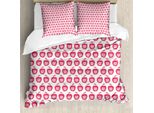 Abakuhaus Copripiumino Mela, Motivo Rosa Doodle Per Bambine, Antiacaro, Adatto A Chi Soffre Di Allergie, Con Federe, 155 Cm X 220 Cm - 80 X 80 Cm, Corallo Scuro Rosa Pallido
