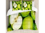 Abakuhaus Copripiumino Mela, Snack Salutare Realistico, Antiacaro Adatto A Chi Soffre Di Allergie Con Federe, 155 Cm X 220 Cm - 80 X 80 Cm, Verde Mela Crema