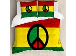 Abakuhaus Copripiumino Giamaicano, Cultura Reggae Pace, Antiacaro, Adatto A Chi Soffre Di Allergie, Con Federe, 155 Cm X 220 Cm - 80 X 80 Cm, Multicolore