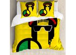 Abakuhaus Copripiumino Giamaicano, Conceptual Reggae Man, Antiacaro, Adatto A Chi Soffre Di Allergie, Con Federe, 155 Cm X 220 Cm - 80 X 80 Cm, Giallo Multicolore