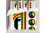 Abakuhaus Copripiumino Giamaicano, Minimalist Rastaman, Antiacaro, Adatto A Chi Soffre Di Allergie, Con Federe, 200 Cm X 200 Cm - 80 X 80 Cm, Multicolore