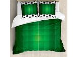 Abakuhaus Copripiumino Da Calcio, Football Field Goal, Antiacaro, Adatto A Chi Soffre Di Allergie, Con Federe, 155 Cm X 220 Cm - 80 X 80 Cm, Nero Bianco Verde