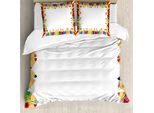 Copripiumino Abakuhaus Party, Matite Colorate, Antiacaro, Adatto A Chi Soffre Di Allergie, Con Federe, 155 Cm X 220 Cm - 80 X 80 Cm, Multicolore
