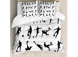 Abakuhaus Copripiumino Calcio, Silhouette Calcio, Antiacaro, Adatto A Chi Soffre Di Allergie, Con Federe, 200 Cm X 200 Cm - 80 X 80 Cm, Bianco E Nero