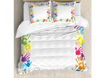 Copripiumino Abakuhaus Party, Impronte Colorate, Antiacaro, Adatto A Chi Soffre Di Allergie, Con Federe, 155 Cm X 220 Cm - 80 X 80 Cm, Multicolore