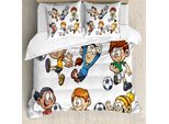 Abakuhaus Copripiumino Calcio, Cartoni Animati Per Bambini, Antiacaro, Adatto A Chi Soffre Di Allergie, Con Federe, 155 Cm X 220 Cm - 80 X 80 Cm, Multicolore
