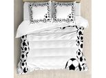 Abakuhaus Copripiumino Calcio, Motivo Campo Da Calcio, Antiacaro, Adatto A Chi Soffre Di Allergie, Con Federe, 155 Cm X 220 Cm - 80 X 80 Cm, Bianco Grigio Antracite