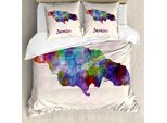 Abakuhaus Copripiumino Giamaicano, Motivo Astratto Su Mappa, Antiacaro, Adatto A Chi Soffre Di Allergie, Con Federe, 155 Cm X 220 Cm - 80 X 80 Cm, Multicolore