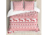 Abakuhaus Copripiumino Nordico, Cavalli Cuore Angelo, Antiacaro Adatto A Chi Soffre Di Allergie Con Federe, 155 Cm X 220 Cm - 80 X 80 Cm, Bianco Vermiglio