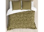 Abakuhaus Copripiumino Con Foglie, Rami Fogliati Antichi, Antiacaro, Adatto A Chi Soffre Di Allergie, Con Federe, 200 Cm X 200 Cm - 80 X 80 Cm, Kaki Marrone Chiaro