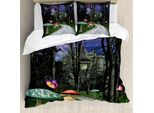 Abakuhaus Copripiumino Fantasia, Enchanted Forest Castle, Antiacaro, Adatto A Chi Soffre Di Allergie, Con Federe, 200 Cm X 200 Cm - 80 X 80 Cm, Multicolore