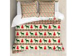 Abakuhaus Copripiumino Nordico, Pixel Art Natale, Antiacaro, Adatto A Chi Soffre Di Allergie, Con Federe, 155 Cm X 220 Cm - 80 X 80 Cm, Smeraldo Beige Scarlatto