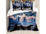 Abakuhaus Copripiumino Fantasia, Rock Towers Alien World, Antiacaro, Adatto A Chi Soffre Di Allergie, Con Federe, 155 Cm X 220 Cm - 80 X 80 Cm, Marrone Scuro Blu Scuro