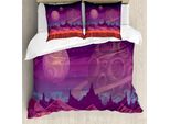 Abakuhaus Copripiumino Fantasia, Alien Dreamy Landscape, Antiacaro, Adatto A Chi Soffre Di Allergie, Con Federe, 200 Cm X 200 Cm - 80 X 80 Cm, Viola Vermiglio
