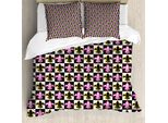 Abakuhaus Copripiumino Fleur De Lis, Checkered Pop-Art, Antiacaro, Adatto A Chi Soffre Di Allergie, Con Federe, 155 Cm X 220 Cm - 80 X 80 Cm, Multicolore
